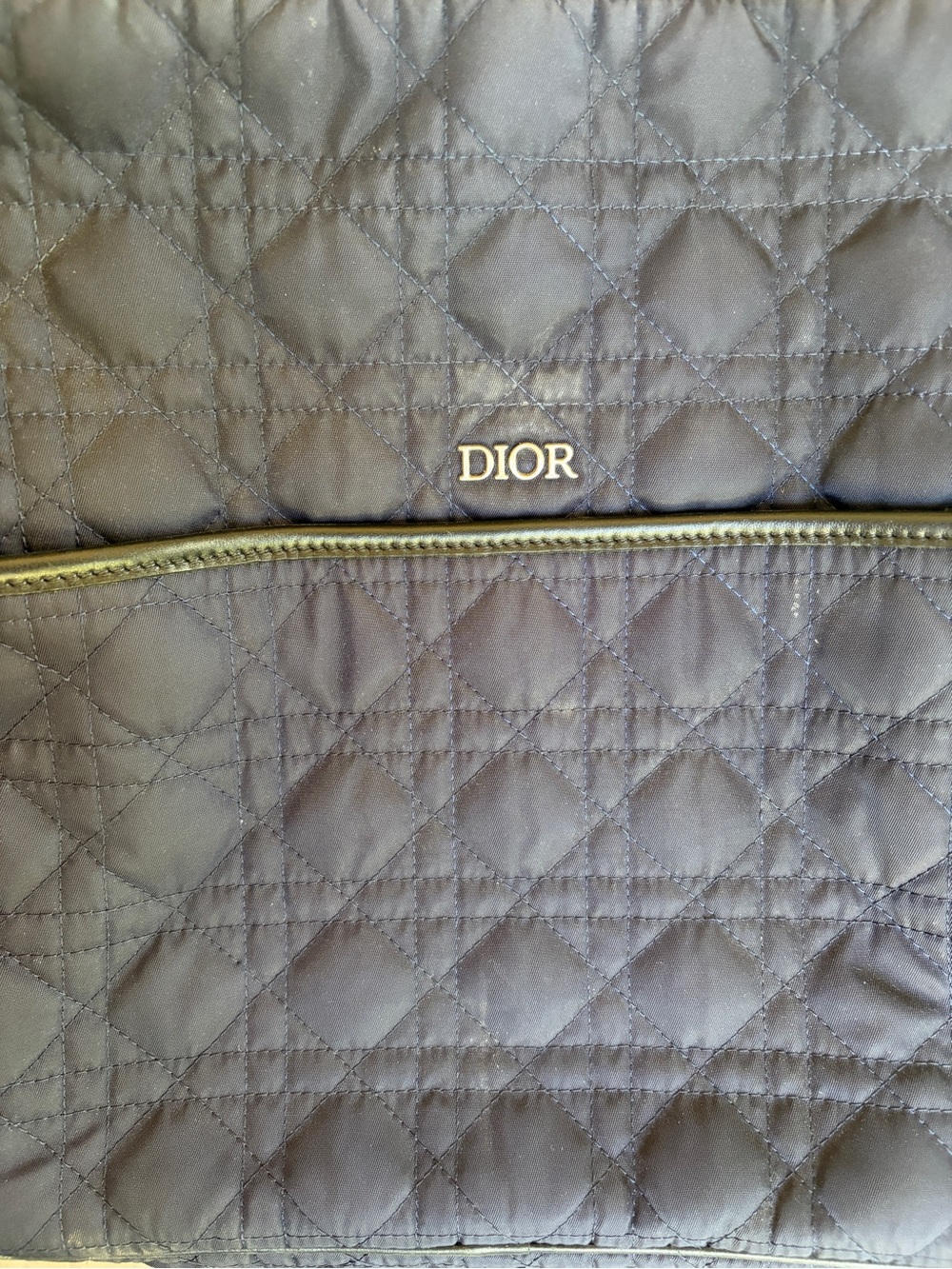 Dior Quilted Nylon Tote Navy & Black